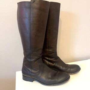 FRYE Melissa Stud 9 B Brown Leather Back Zip Riding Boots Preppy Equestrian
